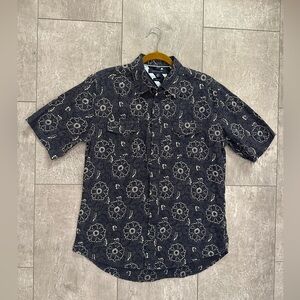 Tommy Hilfiger Pure Linen floral print button down shirt size Medium EUC